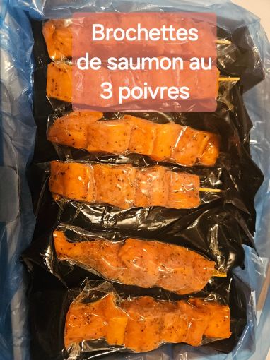 Image de Brochettes saumon 3 poivres